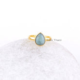 Beautiful Aquamarine Gift Ring-Aquamarine 7x9mm Pear Gemstone Ring-Gold Plated Handmade 925 Sterling Silver Jewelry Ring-Halloween Gift Ring